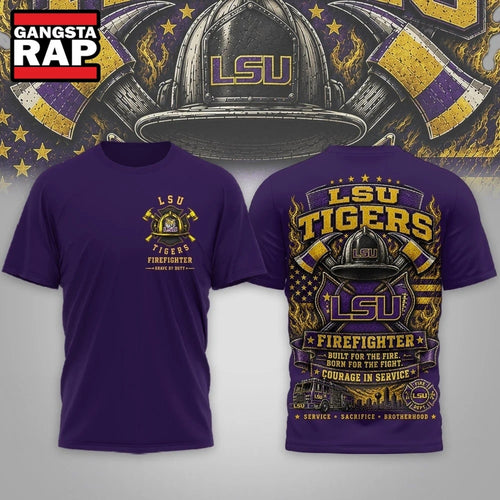 LSU Tigers 2026 NCAA Firefighter Built for the Fire 3D Shirt Hoodie T-Shirt
