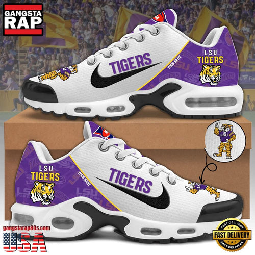 NCAA Custom Name Lsu Tigers Football Mascot Symbol Air Max Plus Shoes Running Sneakers