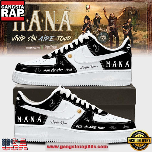 Custom Mana Vivir Sin Aire Tour 2026 Signature Black Air Force 1 Shoes Running Sneakers