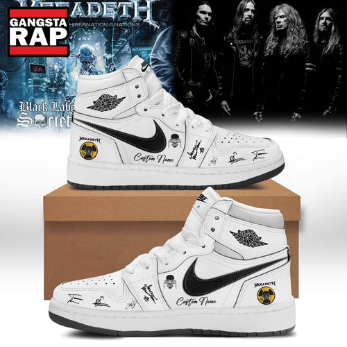 Megadeth 2026 Signed White Air Jordan 1 Hightop Shoes