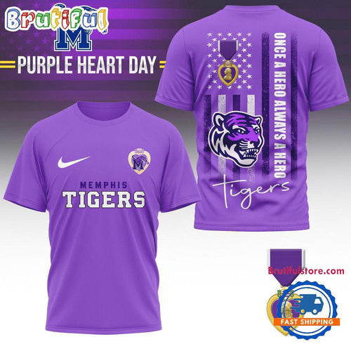 Memphis Tigers NCAA National Purple Heart Day Unisex 3D Shirt