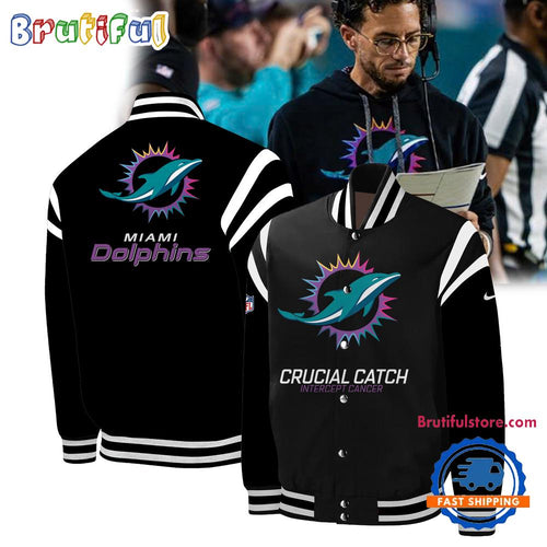 Miami Dolphins 2024 NFL Crucial Catch Baseball Jacket