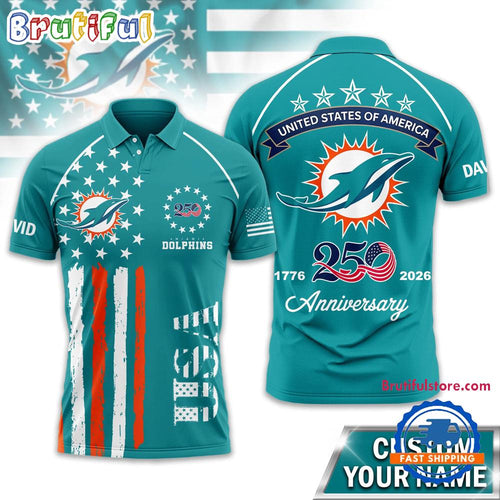 Miami Dolphins 2026 NFL American Semiquincentennial 250th Anniversary Polo Shirt