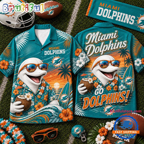 Miami Dolphins 2026 NFL Mascot Beach Vibes Summer Hawaiian Shirt