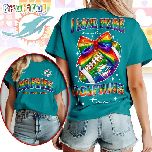 Miami Dolphins 2026 NFL Pride Month Football Bow Unisex 3D Shirt