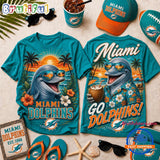 Miami Dolphins 2026 NFL Summer Tropical New Design 3D Shirt