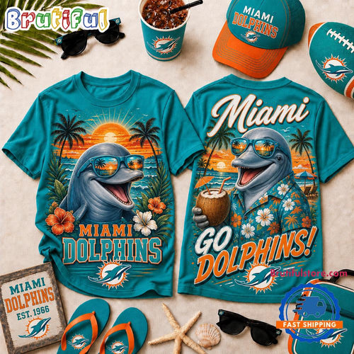 Miami Dolphins 2026 NFL Summer Tropical New Design 3D Shirt
