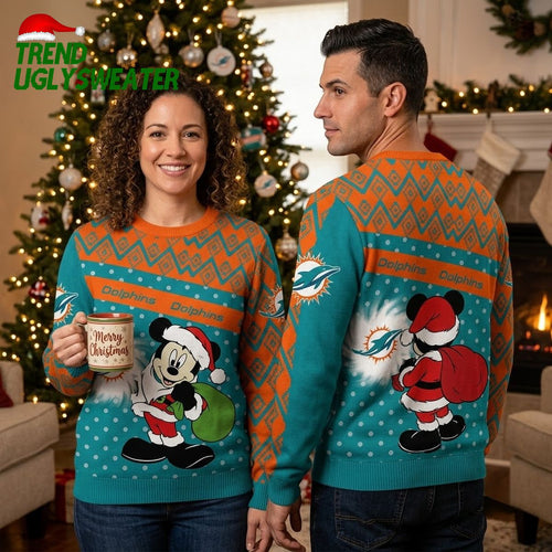 Miami Dolphins Mickey Mouse Christmas Sweater Ugly Christmas Sweater