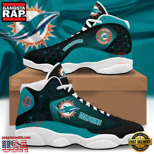 NFL Miami Dolphins New Design Air Jordan 13 Running Sneakers Shoes