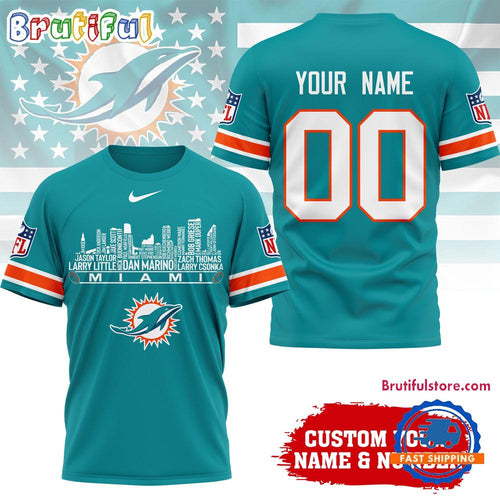 Miami Dolphins NFL Game Day Skyline Names Limited Edition 3D Shirt