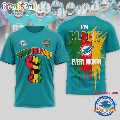 Miami Dolphins NFL Juneteenth Freedom I’m Black Every Month 3D Shirt