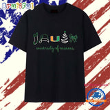 Miami Hurricanes Christmas sock hat tree bow elements T Shirt