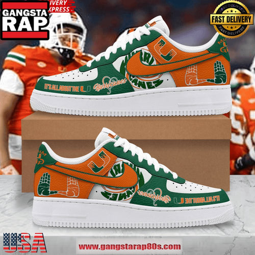 Miami Hurricanes Limited Edition Air Force 1 Running Sneakers Shoes