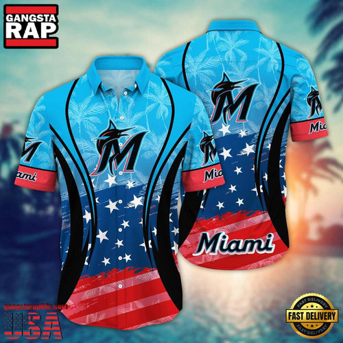 MLB Miami Marlins Team Logo Hot Summer Aloha Hawaiian Shirt