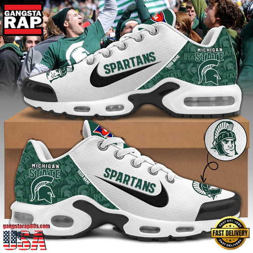 NCAA Custom Name Michigan State Football Mascot Symbol Air Max Plus Shoes Running Sneakers