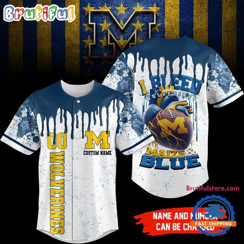 Michigan Wolverines NCAA I Bleed Baseball Jersey