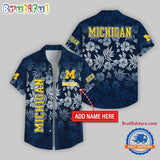 Michigan Wolverines Night Flower Pattern Personalized Name Hawaii Shirt