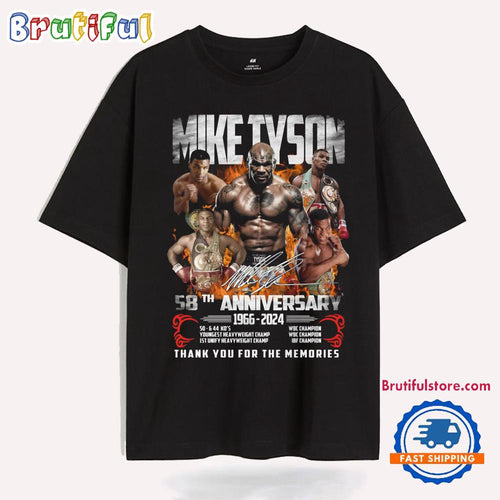Mike Tyson 58th Anniversary 1966-2024 Graphics Design New T Shirt