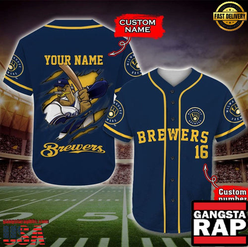 Milwaukee Brewers Baseball Jersey MLB Custom Name Number - MLB Fan Gifts