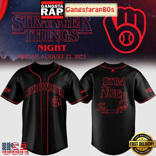 Milwaukee Brewers x Stranger Things Night On Netflix Baseball Jersey