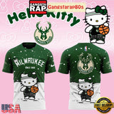 Milwaukee Bucks x Hello Kitty 2025 Christmas 3D Shirt
