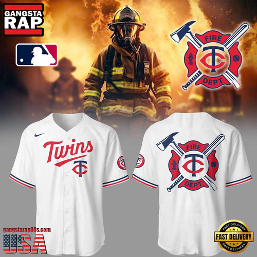 MLB Minnesota Twins x Firefighter Appreciation Night White Baseball Jersey Shirt