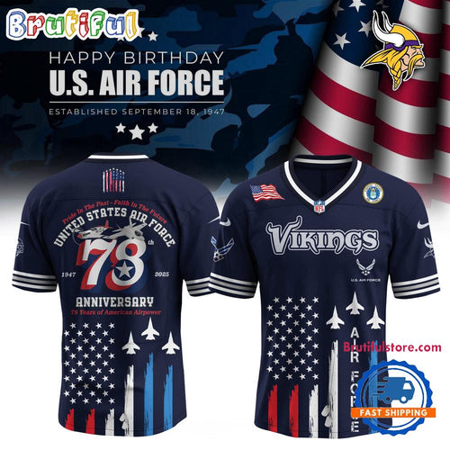 Minnesota Vikings 2025 NFL US Air Force Birthday Football Jersey