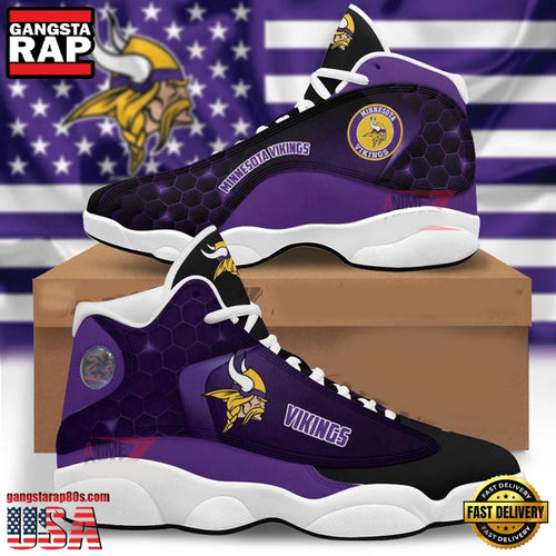 NFL Minnesota Vikings New Design Air Jordan 13 Running Sneakers Shoes