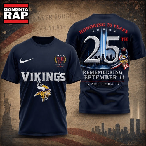 Minnesota Vikings NFL Honoring 25 Years Remembering September 11 T Shirt, Football New Design Shirt