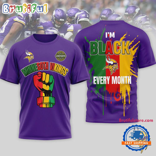 Minnesota Vikings NFL Juneteenth Freedom I’m Black Every Month 3D Shirt