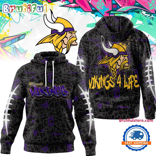 Minnesota Vikings NFL Special Graffiti My Team 4 Life All Over Print Hoodie Shirt