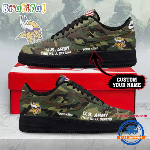 Minnesota Vikings NFL US Army Custom Air Force 1 Shoes Sneaker