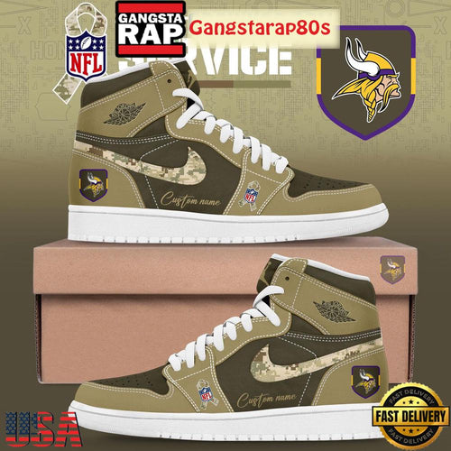 Minnesota Vikings Salute To Service Limited Edition Custom Air Jordan 1 Sneakers Shoes