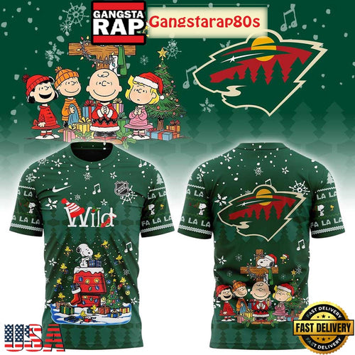 Minnesota Wild Snoopy Christmas 2025 3D Shirt
