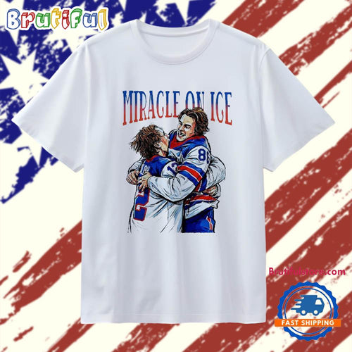 Miracle on ICE Jack Hughes hug Quinn Hughes USA Olympic Gold Medal hockey T Shirt