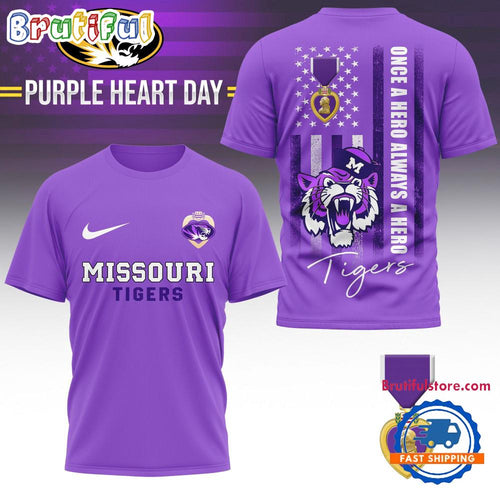 Missouri Tigers NCAA National Purple Heart Day Unisex 3D Shirt