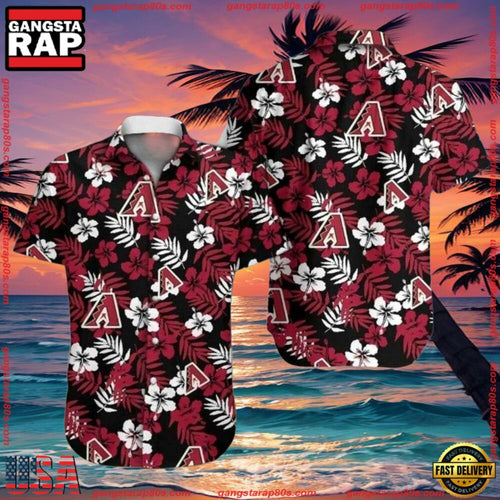 MLB Arizona Diamondbacks Black Floral Tropical Aloha Shirts