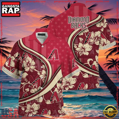 MLB Arizona Diamondbacks Floral Pitch Tropical ButtonUp Shirts