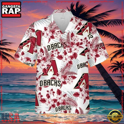 MLB Arizona Diamondbacks Floral Wave Tropical ButtonUp Shirts