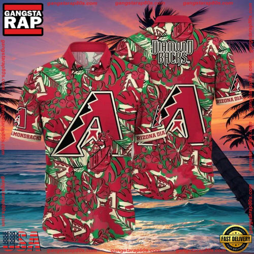 MLB Arizona Diamondbacks Green Foliage Aloha Shirts