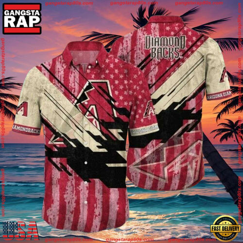MLB Arizona Diamondbacks Grunge Stripes Hawaiian Shirts