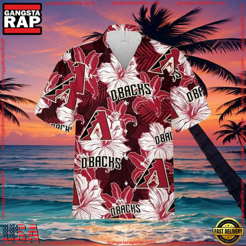 MLB Arizona Diamondbacks Lush Floral Overlay Aloha Shirts