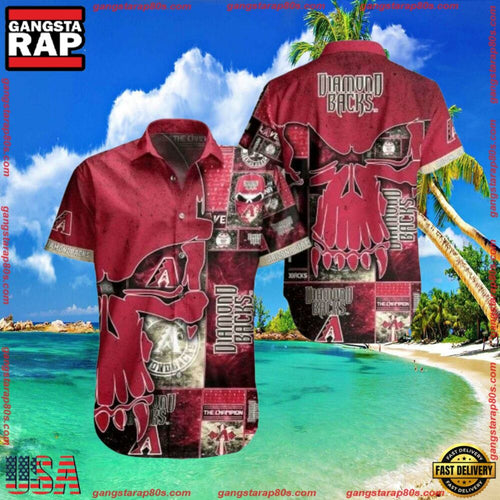 MLB Arizona Diamondbacks Vintage Skull Aloha Shirt