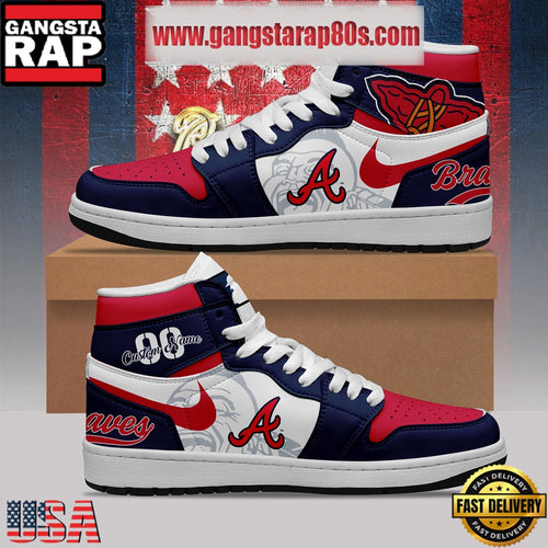 MLB Atlanta Braves Unique Design Custom Name Air Jordan 1 Shoes Running Sneakers