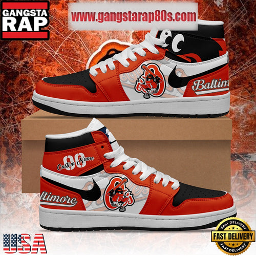 MLB Baltimore Orioles Unique Design Custom Name Air Jordan 1 Shoes Running Sneakers