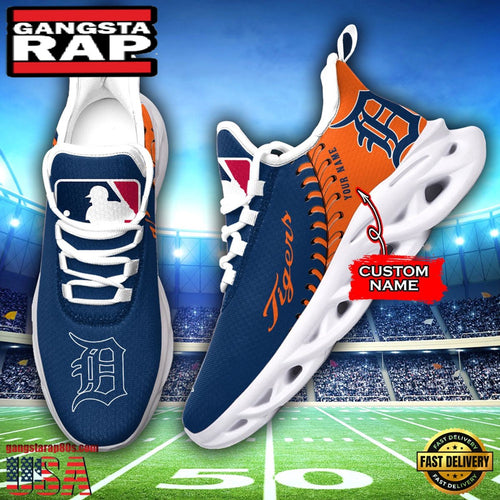 MLB Detroit Tigers Unique Design Custom Name Max Soul Shoes Running Sneakers