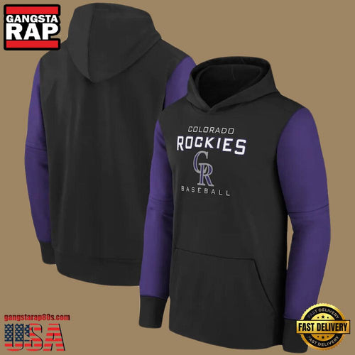 MLB Gear Colorado Rockies Pullover All Over Print Hoodie Shirt Black