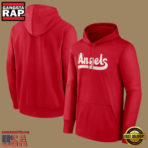 MLB Gear Los Angeles Angels Pullover All Over Print Hoodie Shirt Red