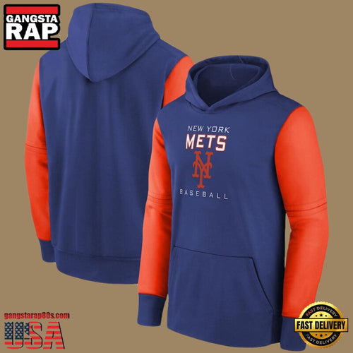 MLB Gear New York Mets Pullover All Over Print Hoodie Shirt Blue