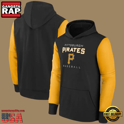 MLB Gear Pittsburgh Pirates Pullover All Over Print Hoodie Shirt Black